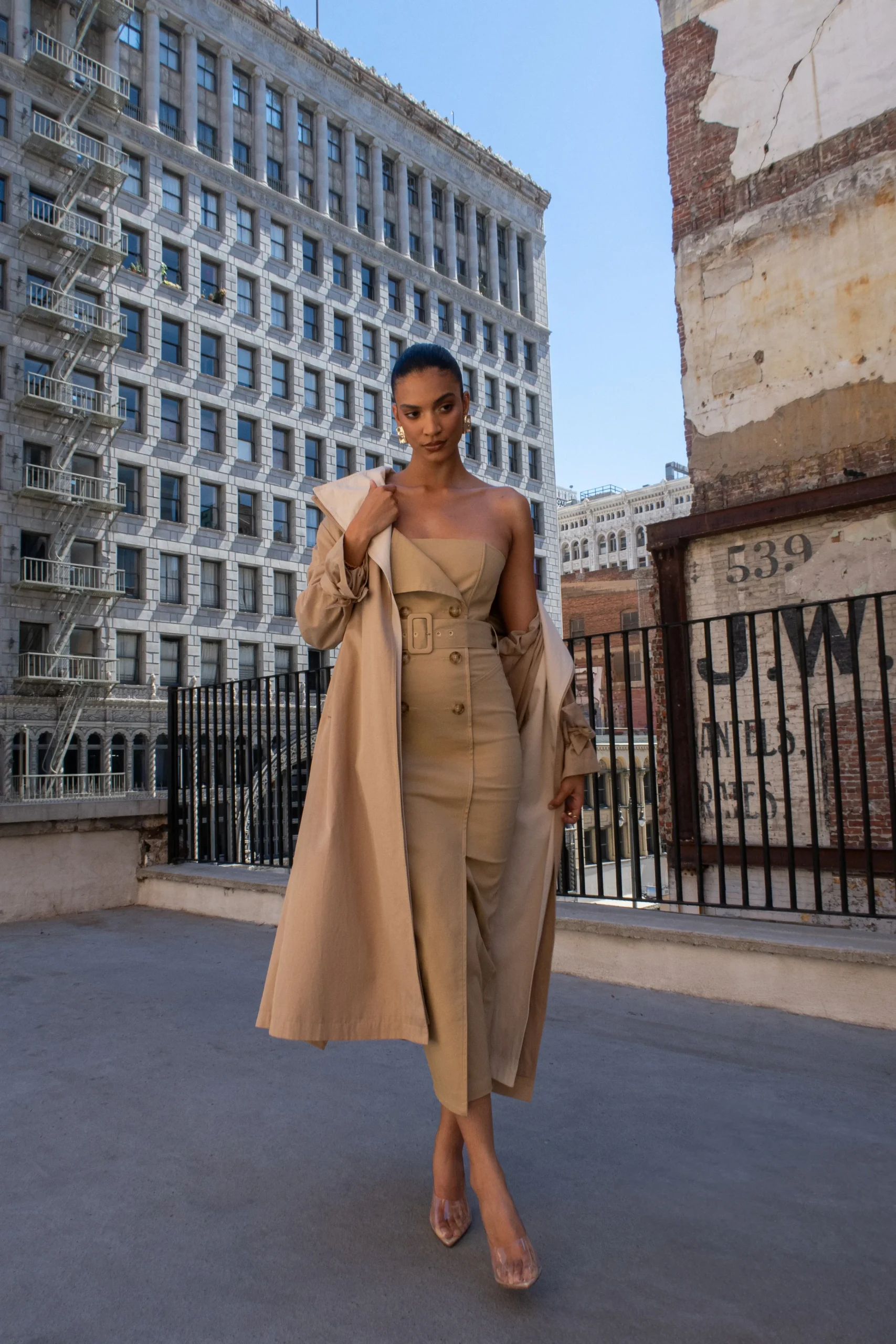 khaki_asymmetric_belted_m_5.webp JLUXLABEL Khaki Asymmetric Belted Midi Dress