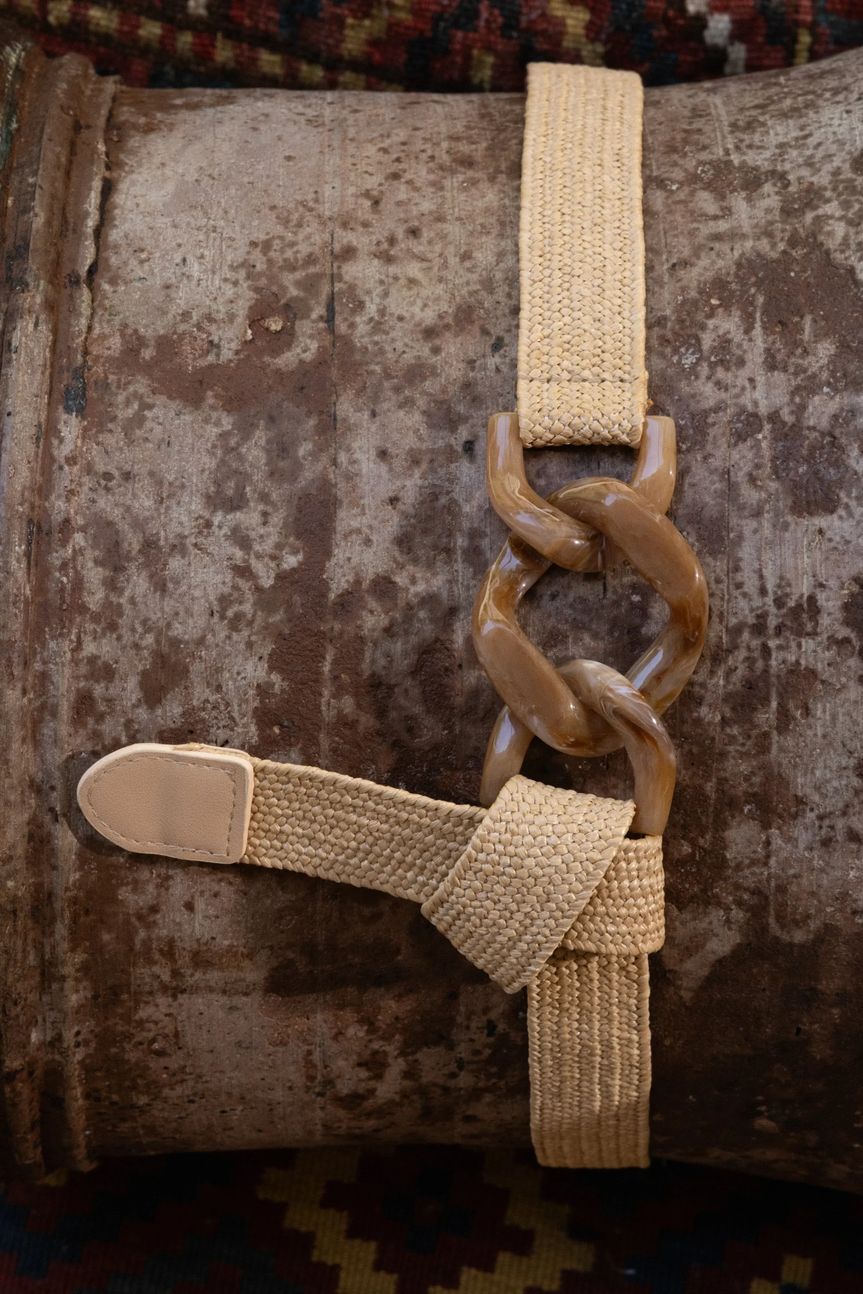 khaki_marble_buckle_woven_0.webp JLUXLABEL Khaki Marble Buckle Woven Belt