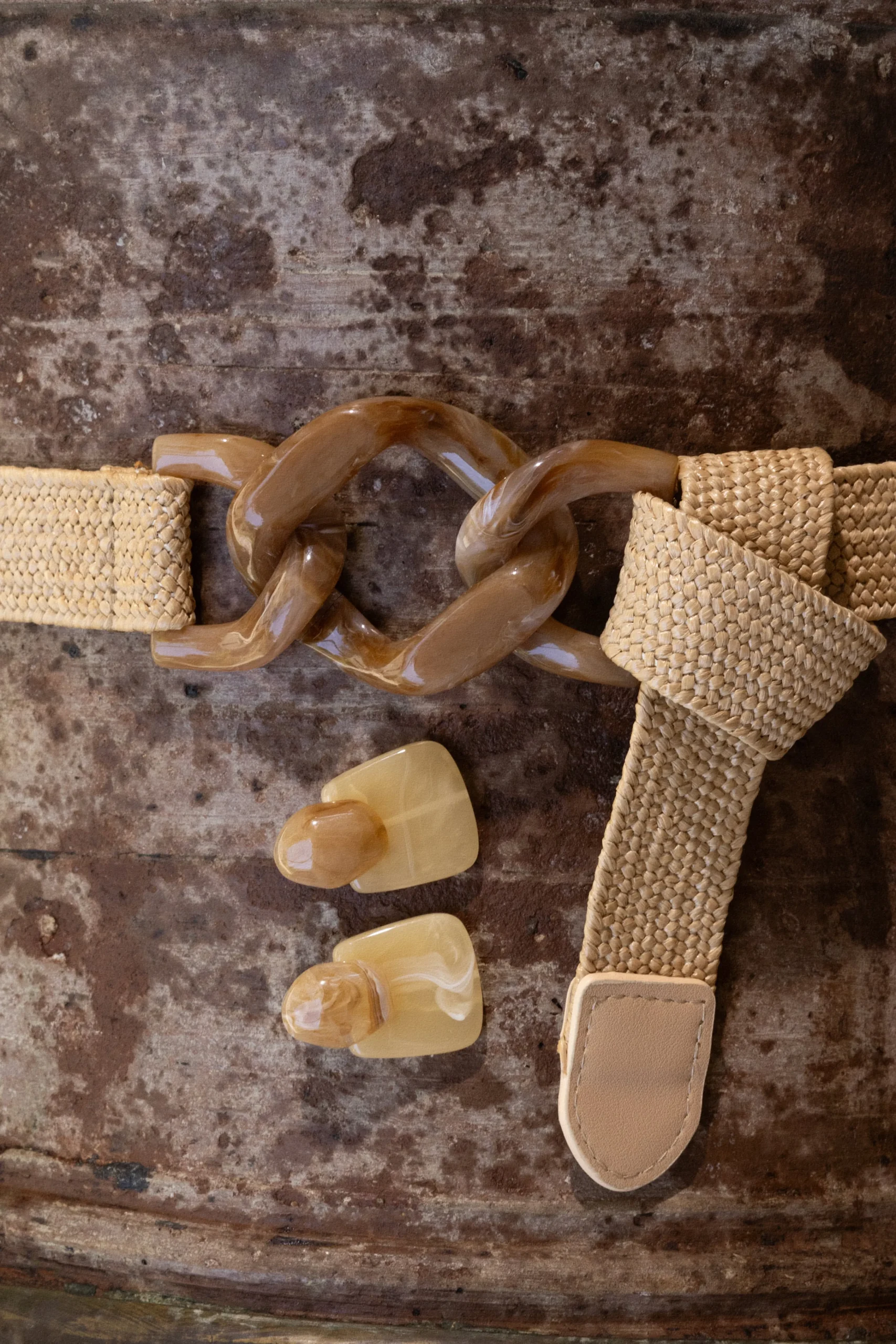 khaki_marble_buckle_woven_1.webp JLUXLABEL Khaki Marble Buckle Woven Belt