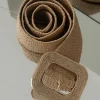JLUXLABEL Khaki Square Buckle Woven Belt