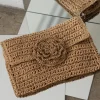 JLUXLABEL Khaki Woven Rose Clutch
