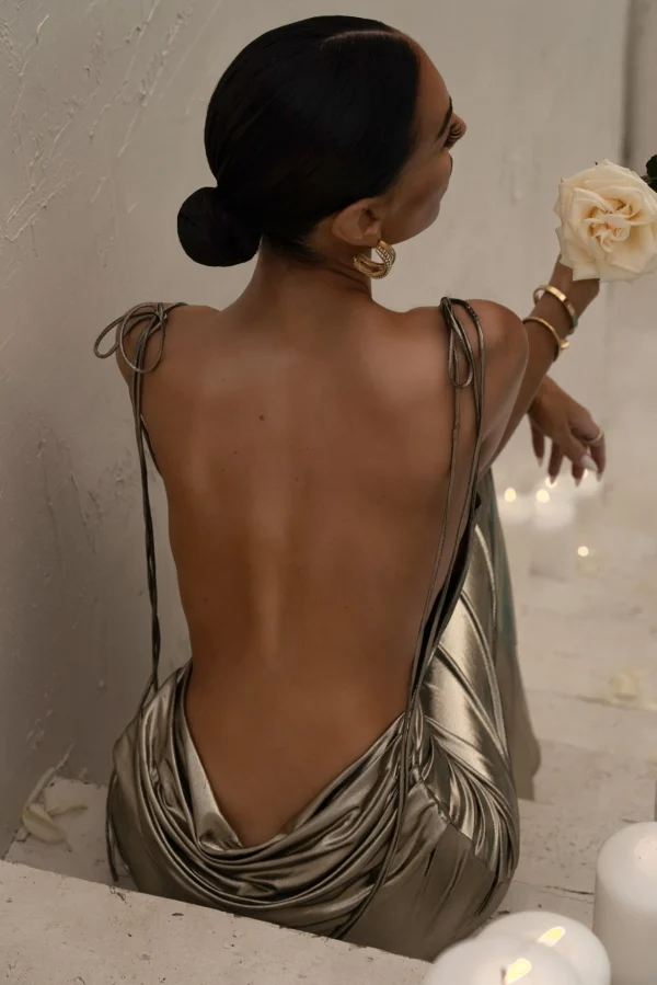 JLUXLABEL Light Gold Heart of Gold Maxi Dress