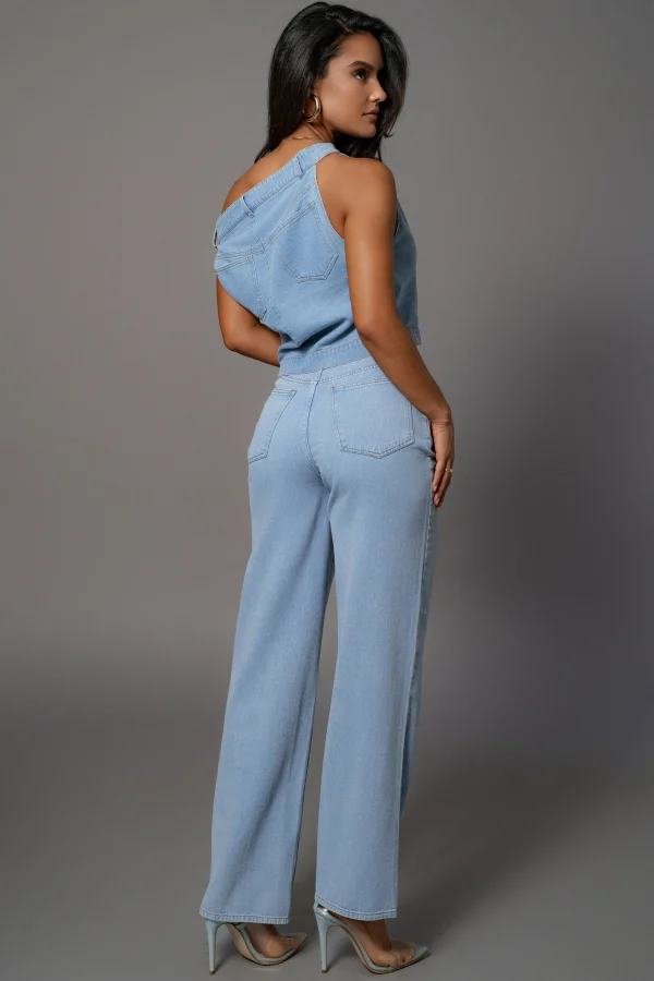 JLUXLABEL Light Wash Shanice Denim Top