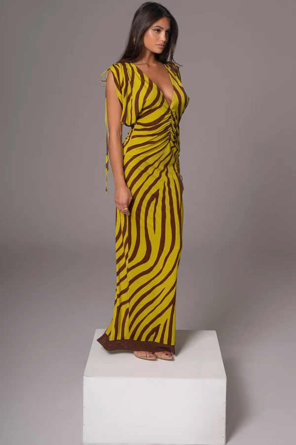 JLUXLABEL Lime Print Occasion Print Maxi Dress