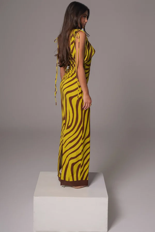 JLUXLABEL Lime Print Occasion Print Maxi Dress