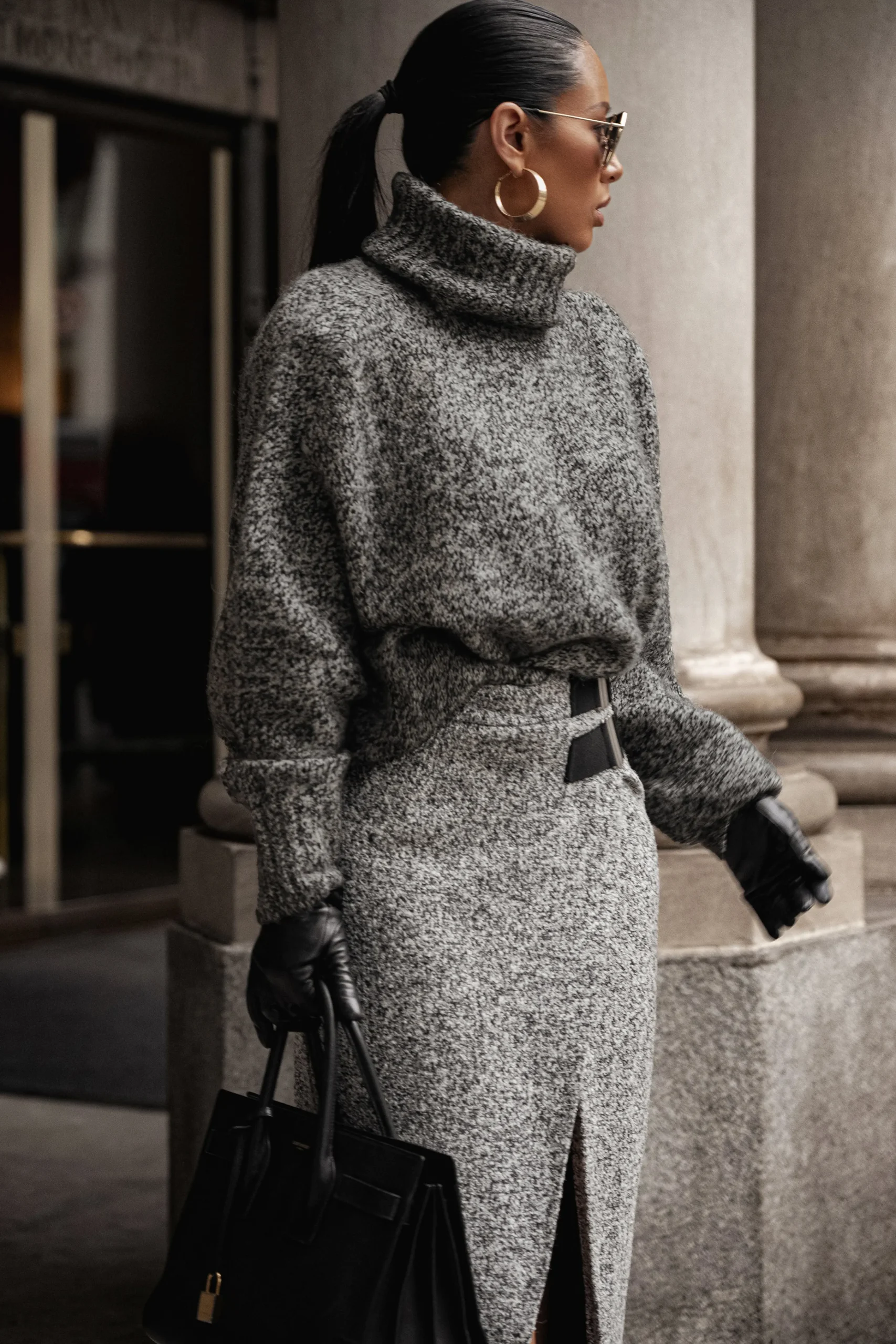 lt_grey_gisele_tweed_slit_2.webp JLUXLABEL Lt. Grey Gisele Tweed Slit Skirt