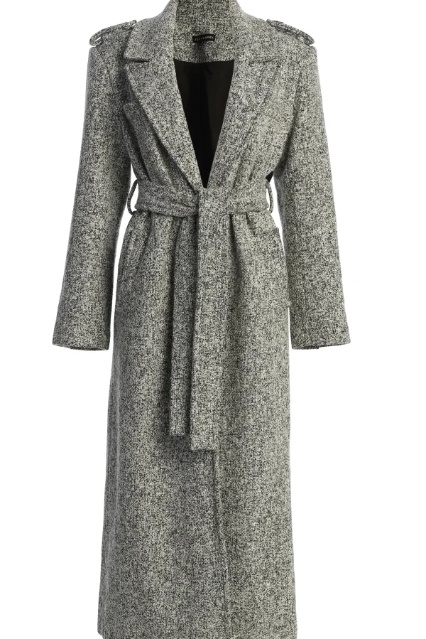 JLUXLABEL Lt. Grey Savannah Belted Tweed Coat