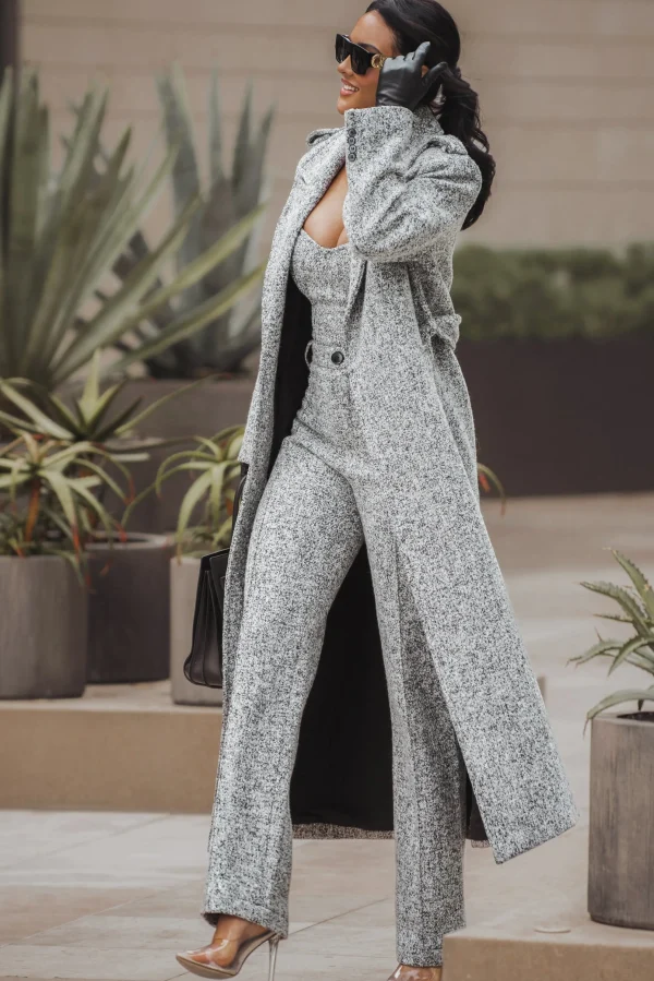 JLUXLABEL Lt. Grey Stay Sharp Tweed Trouser