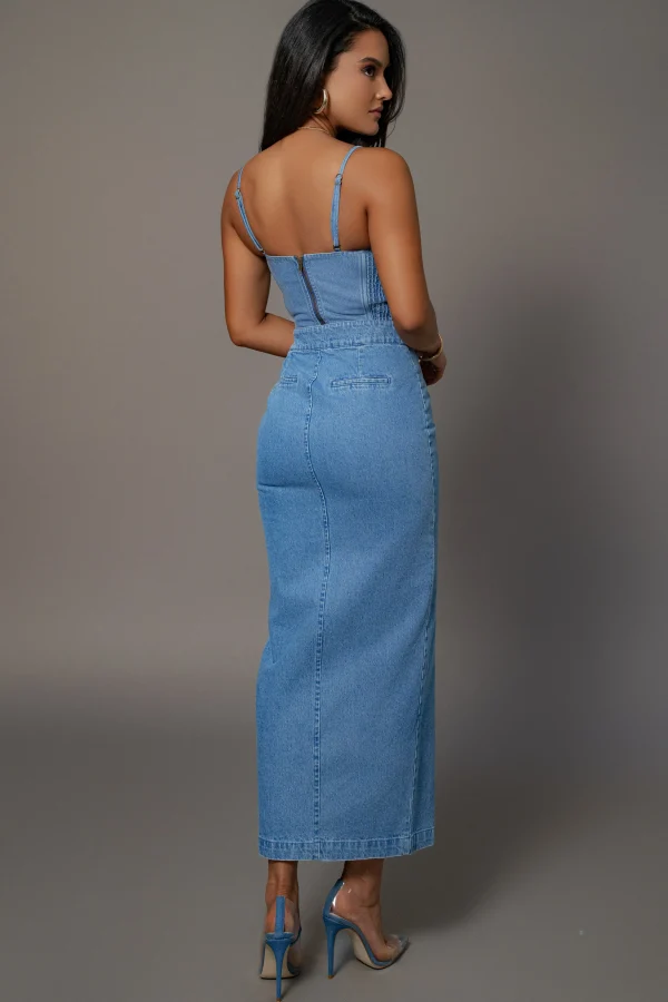 JLUXLABEL Medium Wash Adana Denim Skirt