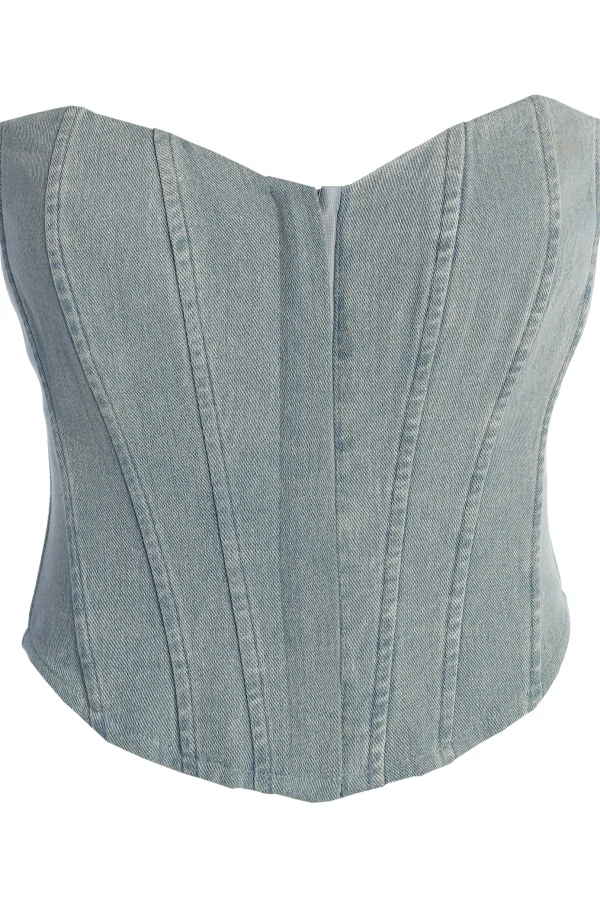 JLUXLABEL Medium Wash Denim Britney Corset