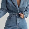 JLUXLABEL Medium Wash Dominica Structured Denim Bodysuit
