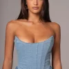 JLUXLABEL Medium Wash Fenix Reversible Denim Corset