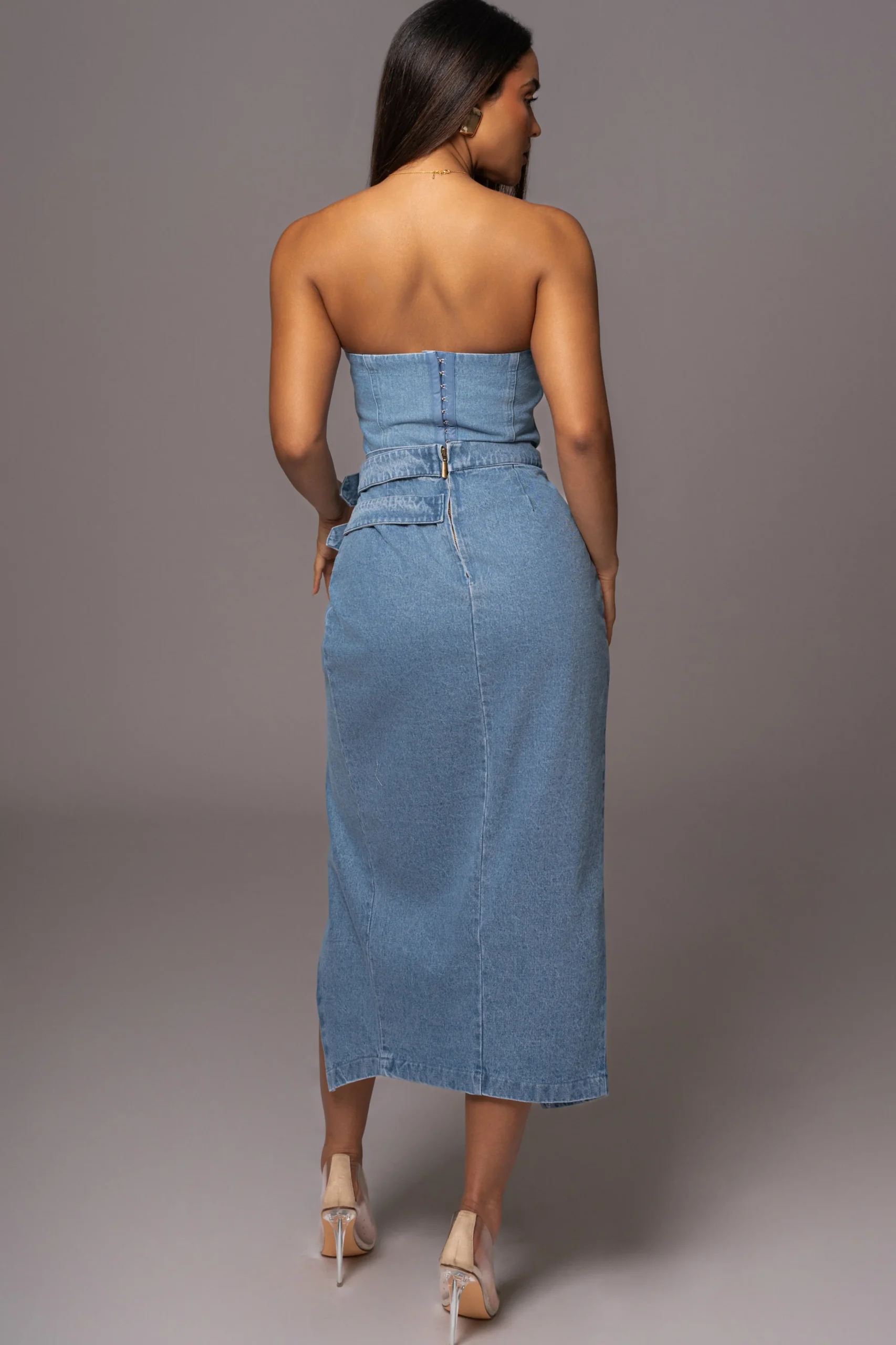 medium_wash_gisele_denim__9.webp JLUXLABEL Medium Wash Gisele Denim Slit Skirt