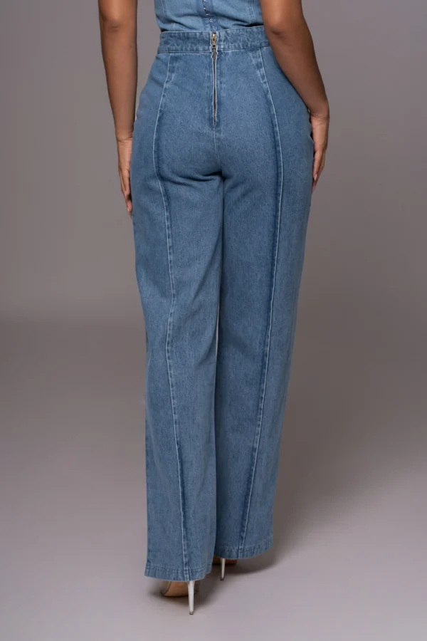 JLUXLABEL Medium Wash Stay Sharp Denim Trouser