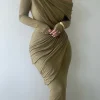 JLUXLABEL Moss Textured One Shoulder Bodysuit