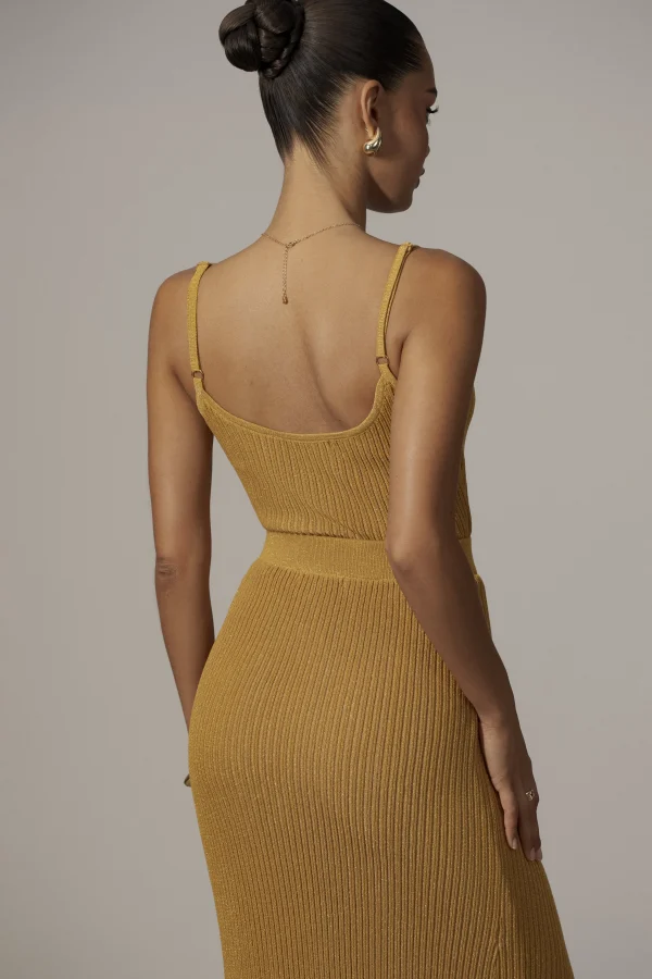 JLUXLABEL Mustard Serena Ribbed Skirt Set