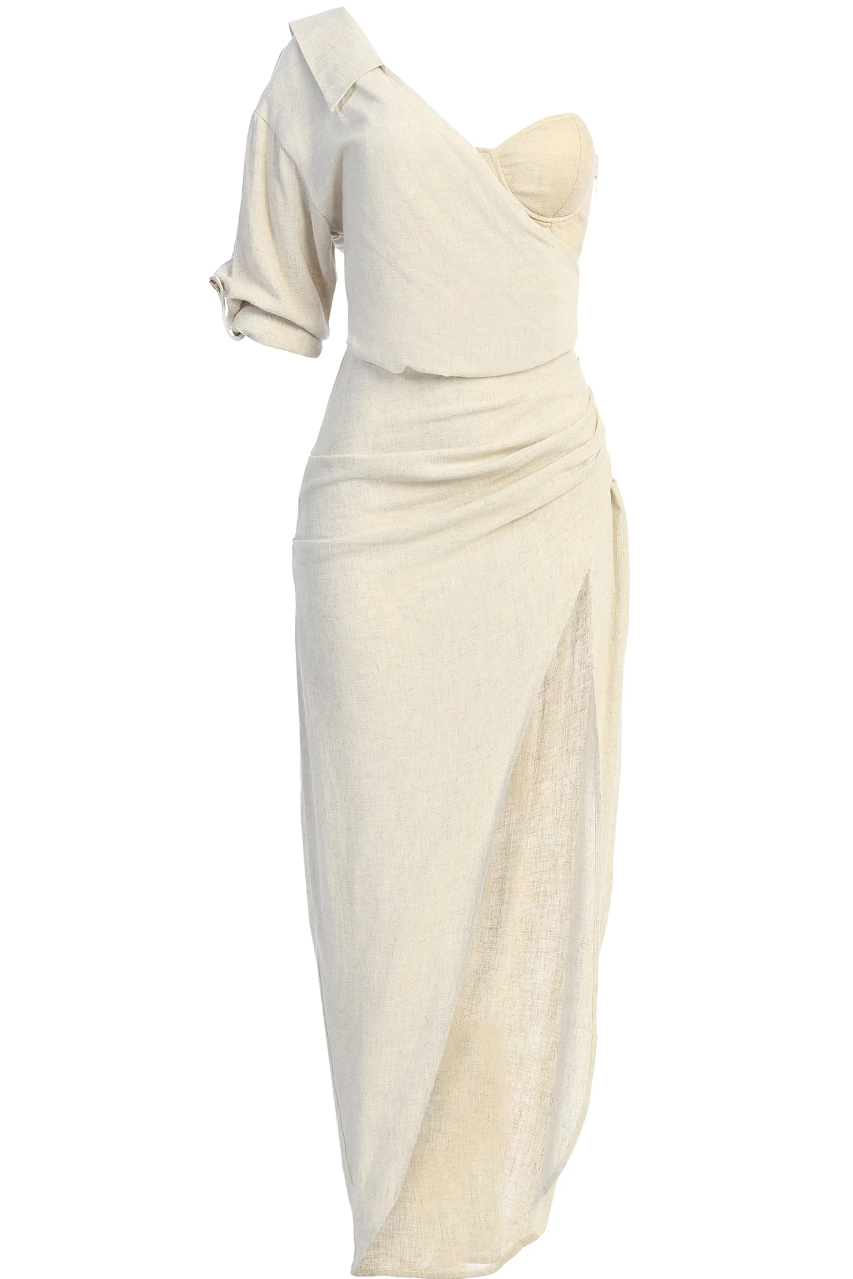 natural_evita_linen_drape_2.webp JLUXLABEL Natural Evita Linen Draped Dress