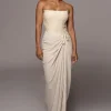 JLUXLABEL Natural Noelia Linen Slit Skirt