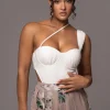 JLUXLABEL Natural Scenic One-Shoulder Linen Bodysuit