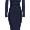 JLUXLABEL Navy Debora Knit Midi Dress