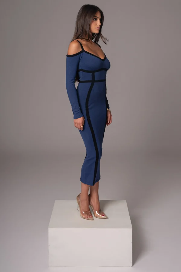 JLUXLABEL Navy Debora Knit Midi Dress