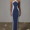JLUXLABEL Navy Fabiola Contrast Maxi Dress