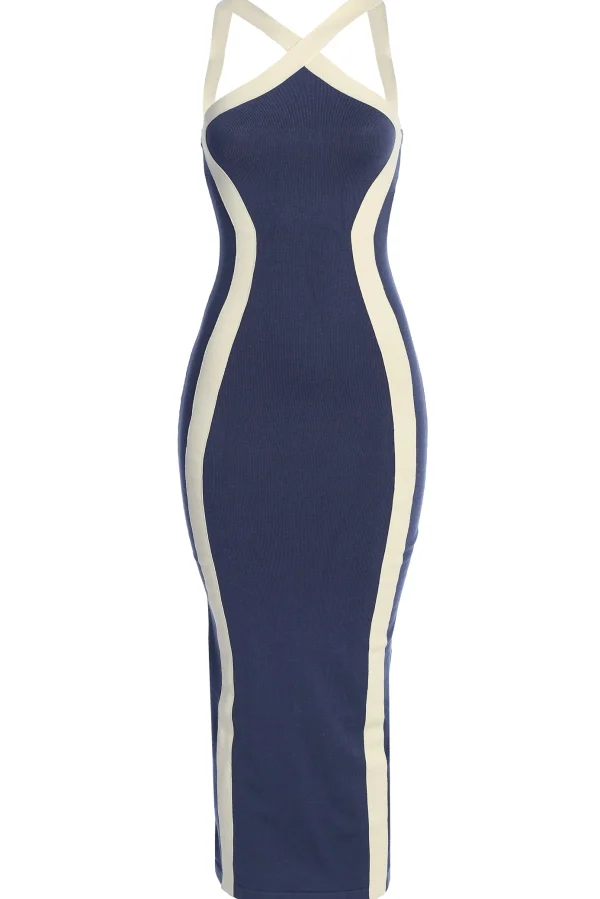 JLUXLABEL Navy Fabiola Contrast Maxi Dress