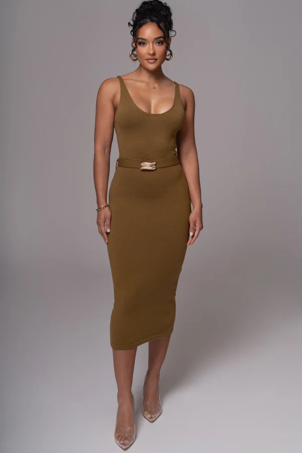 JLUXLABEL Olive Belted Envy Midi Dress
