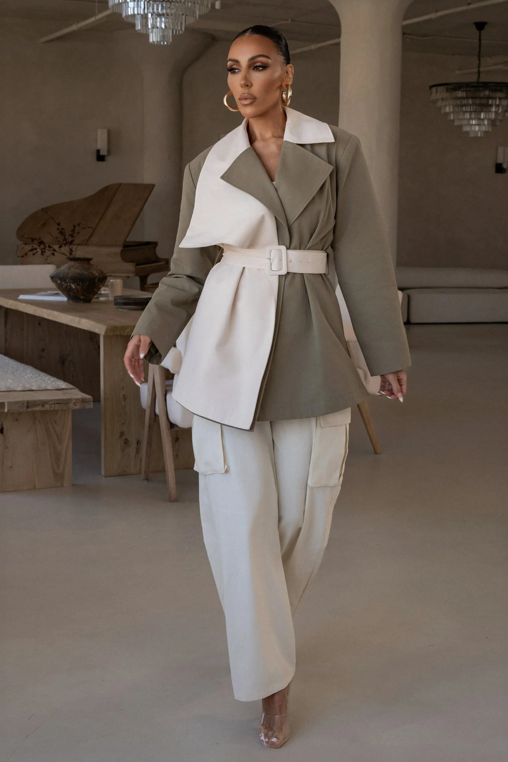 olive_color_block_summit__0.webp JLUXLABEL Olive Color Block Summit Belted Jacket
