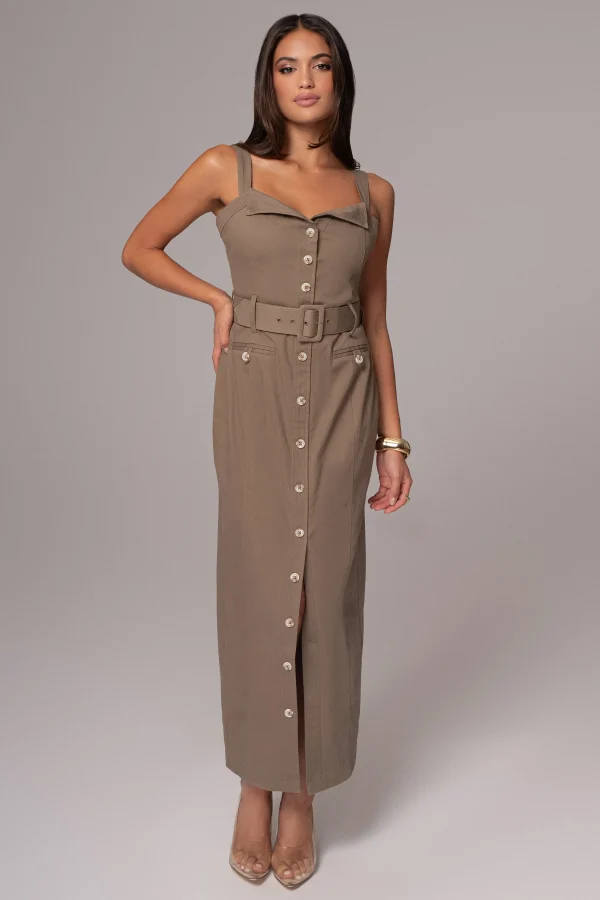 JLUXLABEL Olive Forever Summer Belted Dress