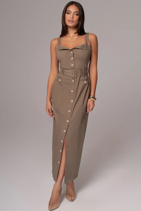 JLUXLABEL Olive Forever Summer Belted Dress