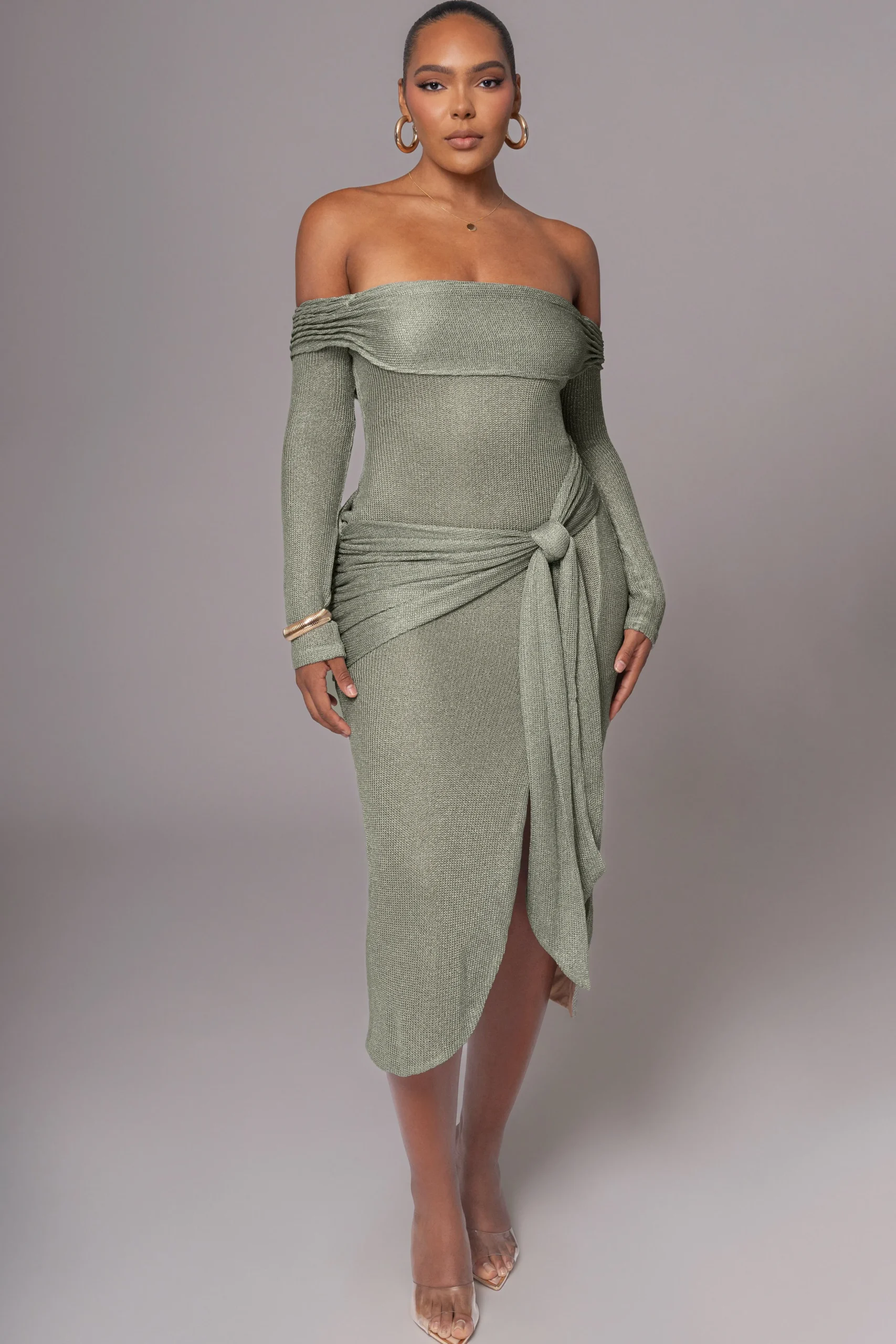 olive_island_elegance_dra_1.webp JLUXLABEL Olive Island Elegance Drape Dress