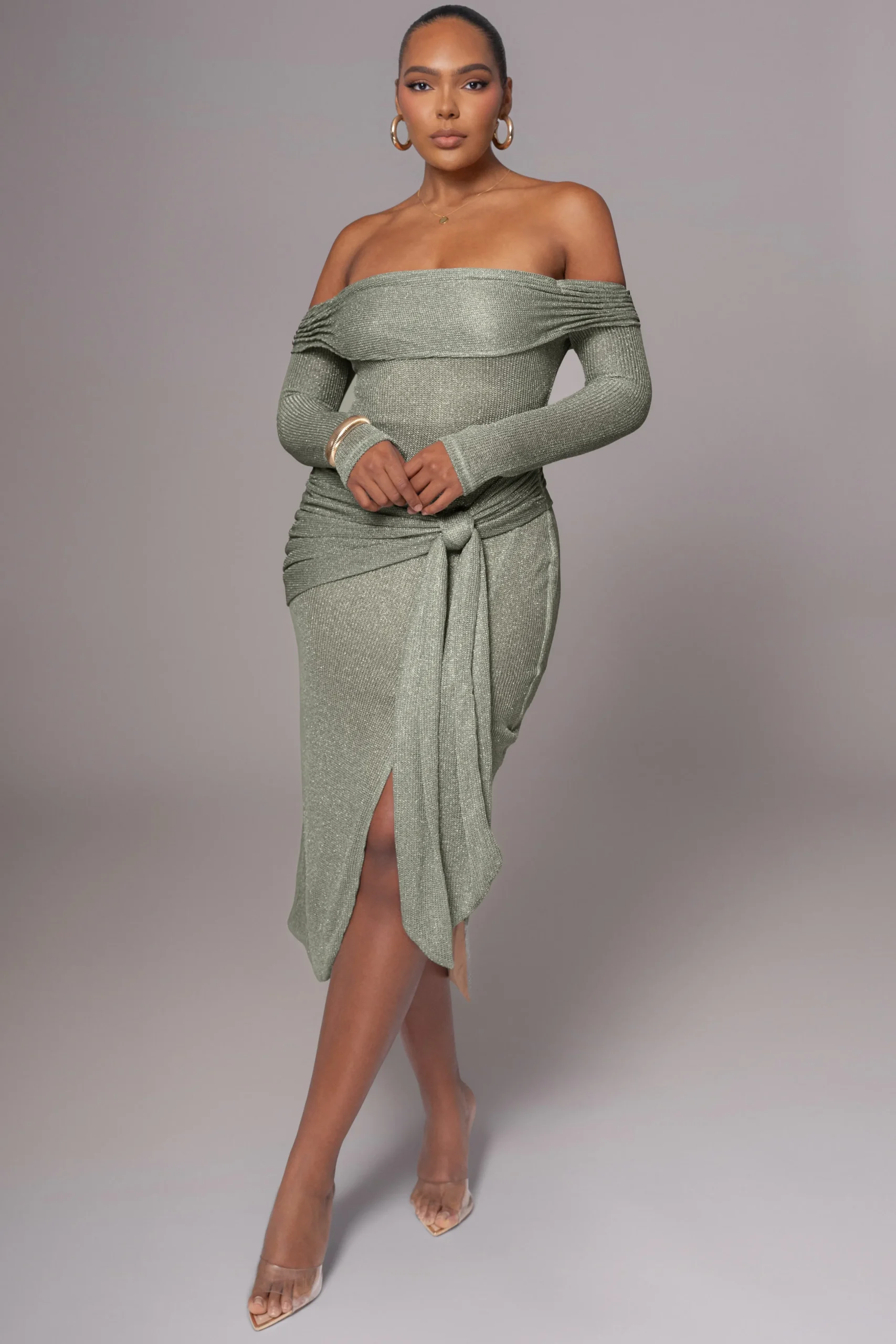 olive_island_elegance_dra_2.webp JLUXLABEL Olive Island Elegance Drape Dress
