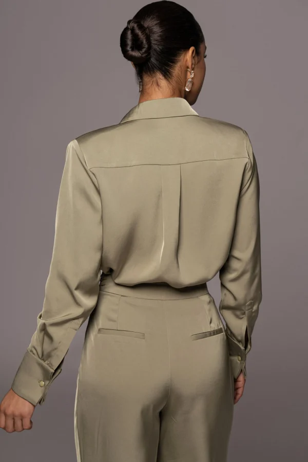 JLUXLABEL Olive Misty Button Up