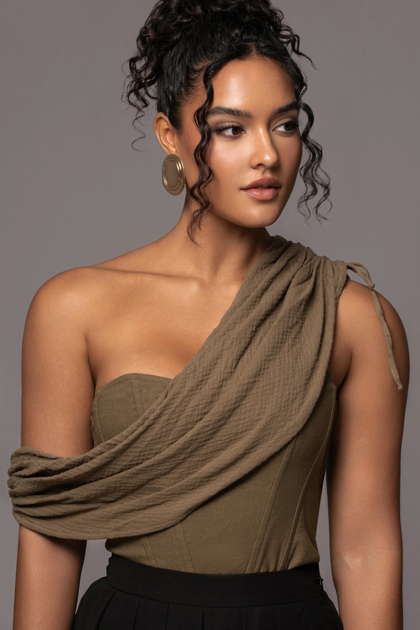 olive_new_obsession_drape_4.webp JLUXLABEL Olive New Obsession Draped Top