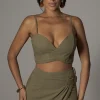 JLUXLABEL Olive Sunrise Linen Bustier