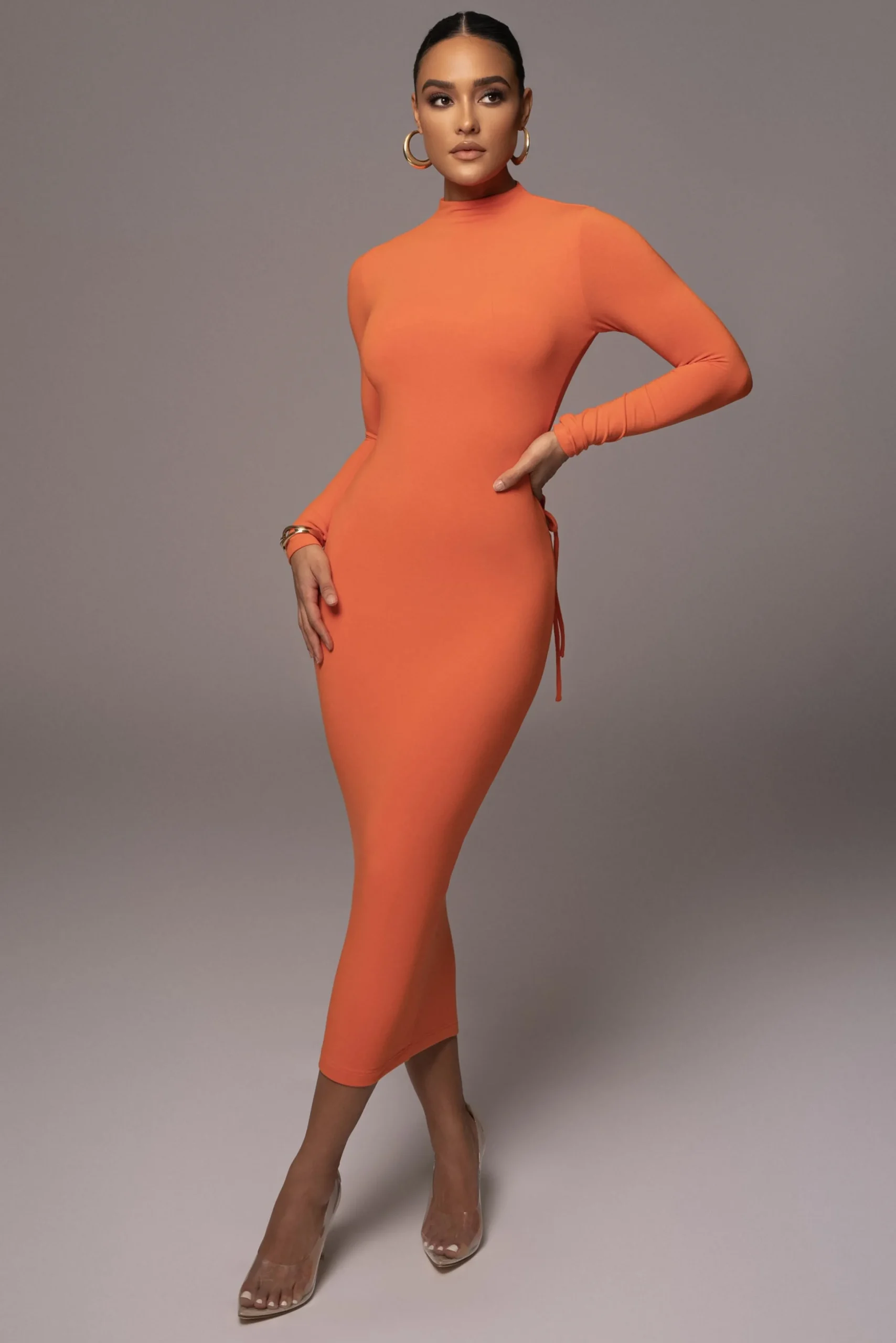 orange_shaye_mock_neck_dr_0.webp JLUXLABEL Orange Shaye Mock Neck Dress