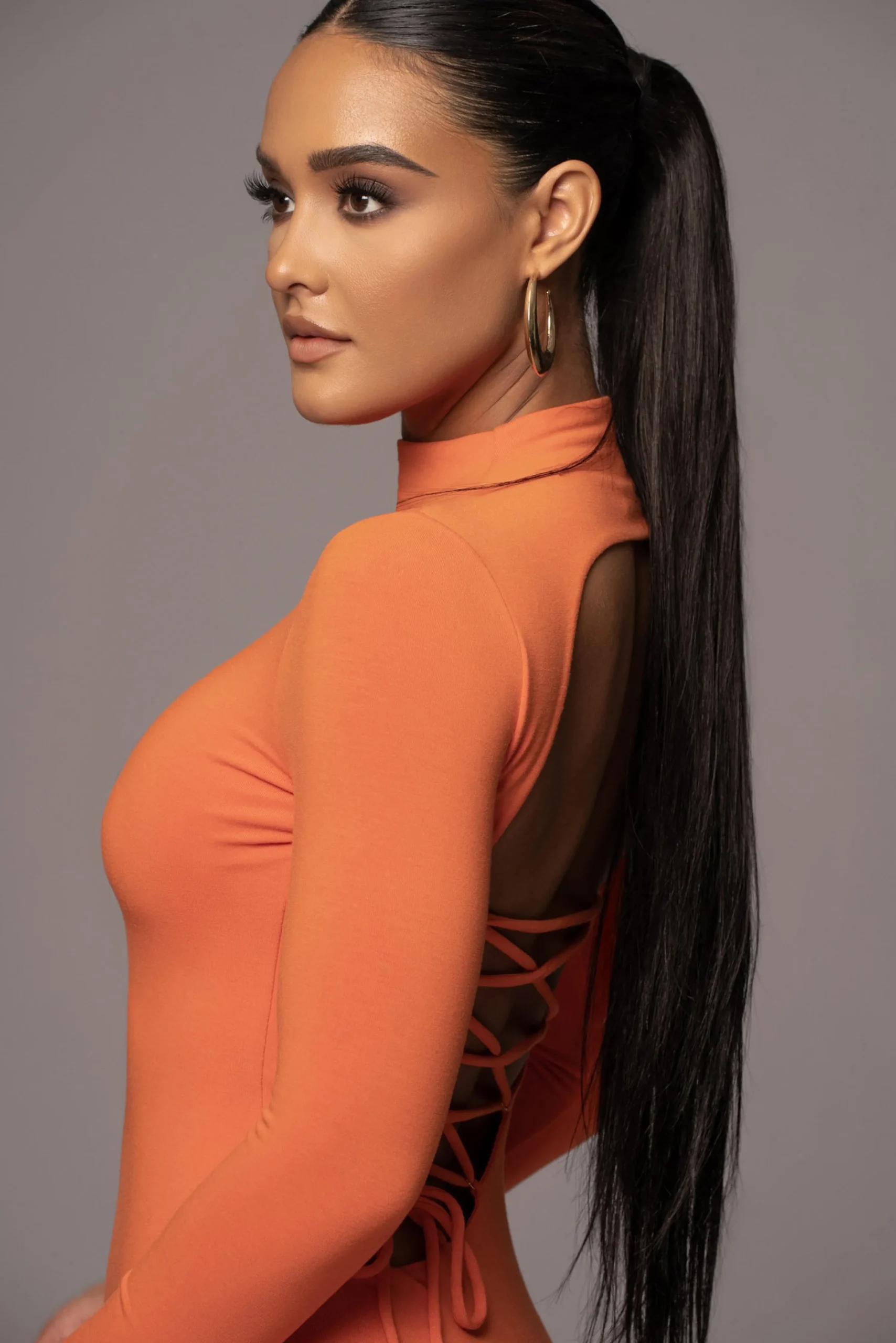 orange_shaye_mock_neck_dr_5.webp JLUXLABEL Orange Shaye Mock Neck Dress