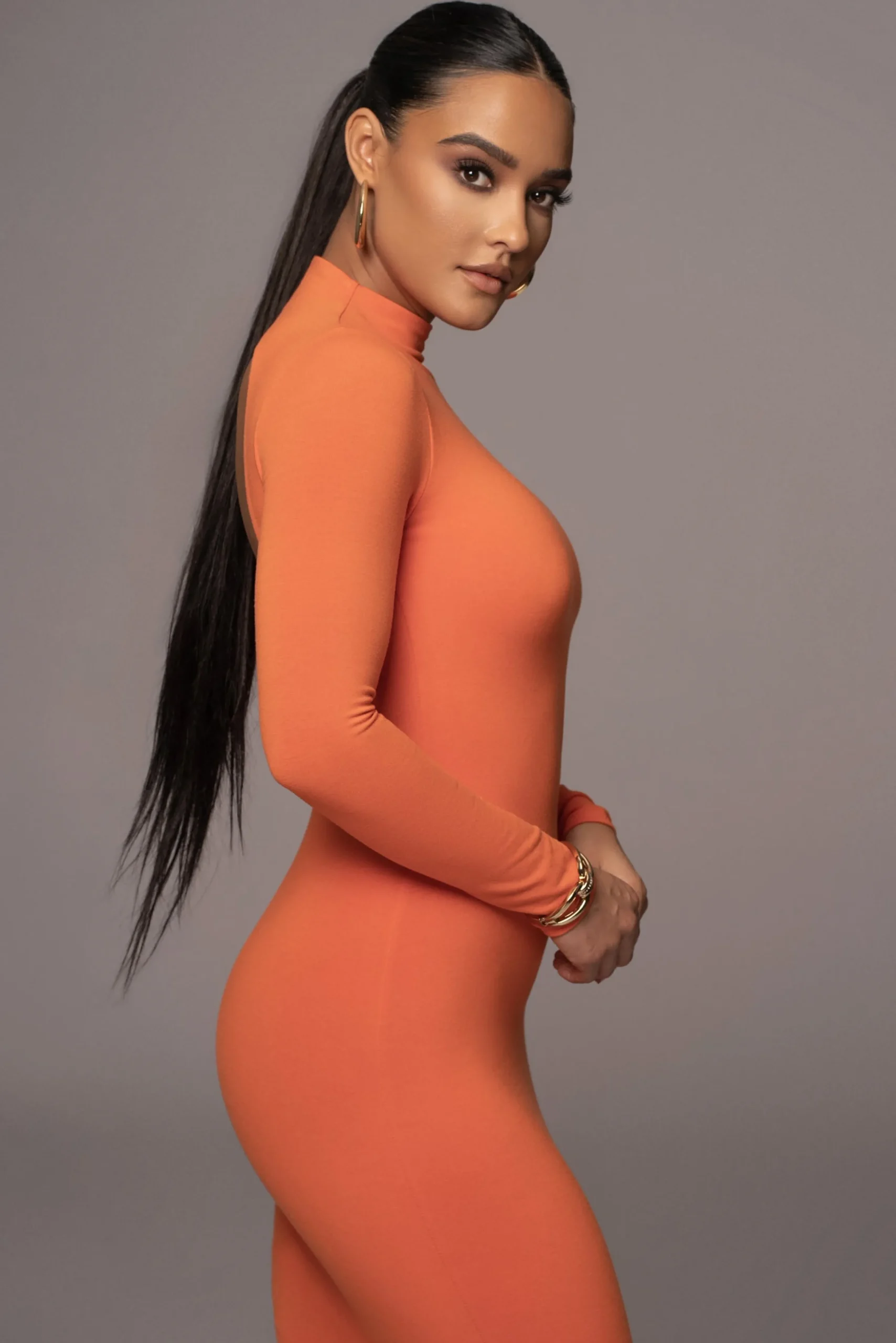 orange_shaye_mock_neck_dr_6.webp JLUXLABEL Orange Shaye Mock Neck Dress
