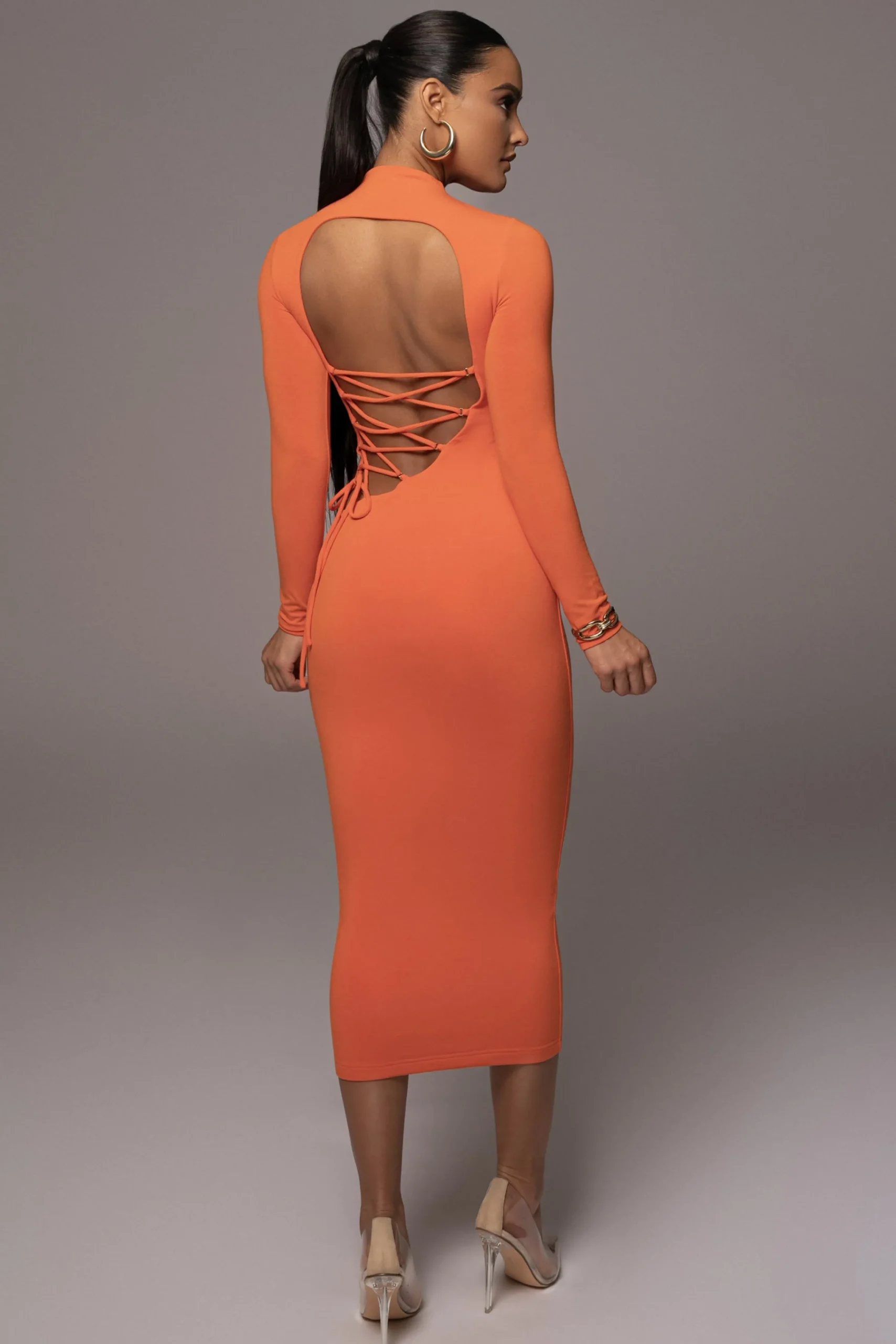 orange_shaye_mock_neck_dr_7.webp JLUXLABEL Orange Shaye Mock Neck Dress
