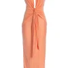 JLUXLABEL Peach Under The Moonlight Drape Dress