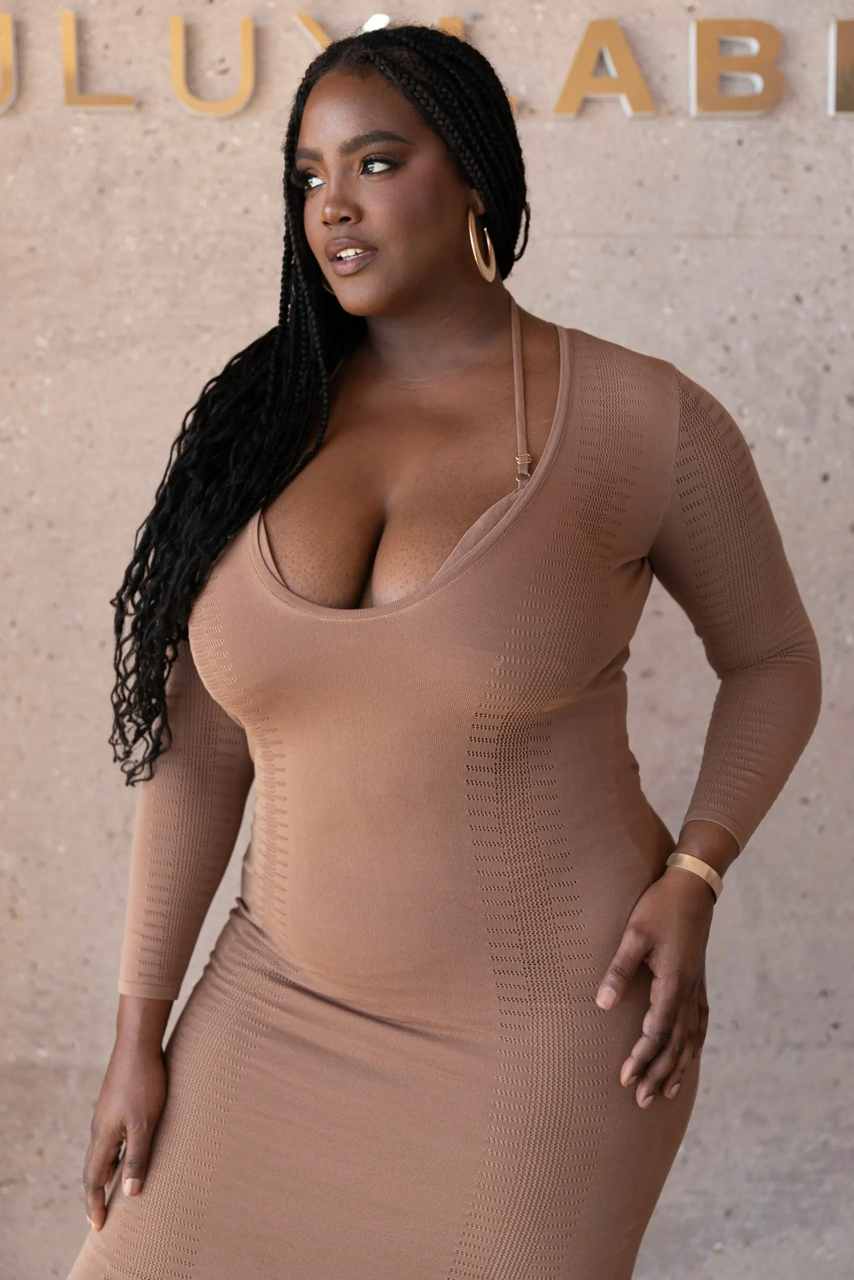 pecan_look_this_way_midi__6.webp JLUXLABEL Pecan Look This Way Midi Dress