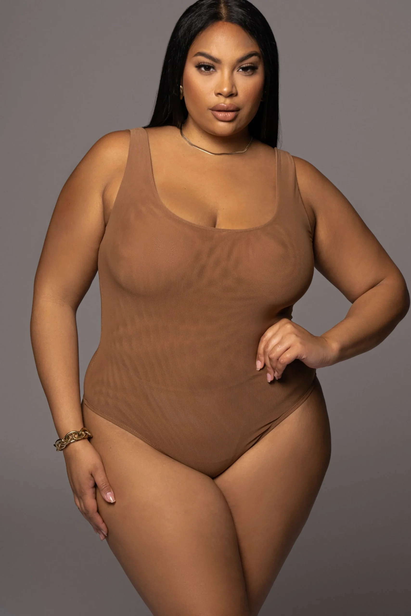 pecan_mesh_essentials_tan_2.webp JLUXLABEL Pecan Mesh Essentials Tank Bodysuit Undergarment