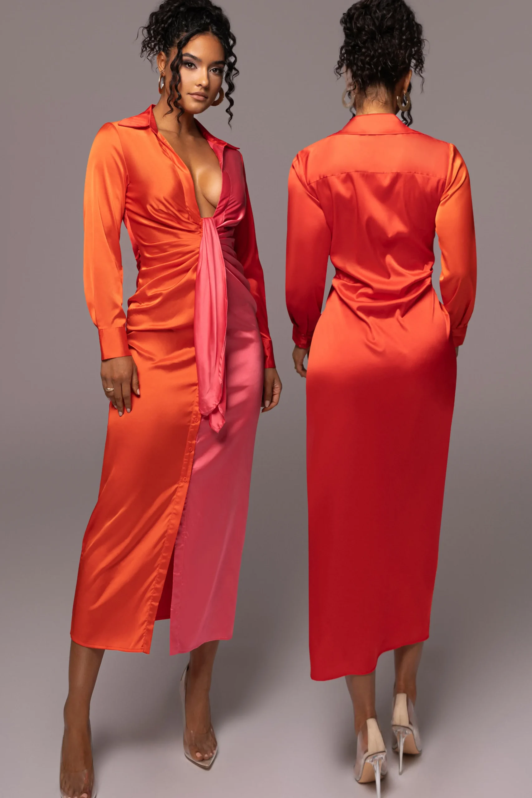 pink_color_block_satin_mi_0.webp JLUXLABEL Pink Color Block Satin Midi Dress