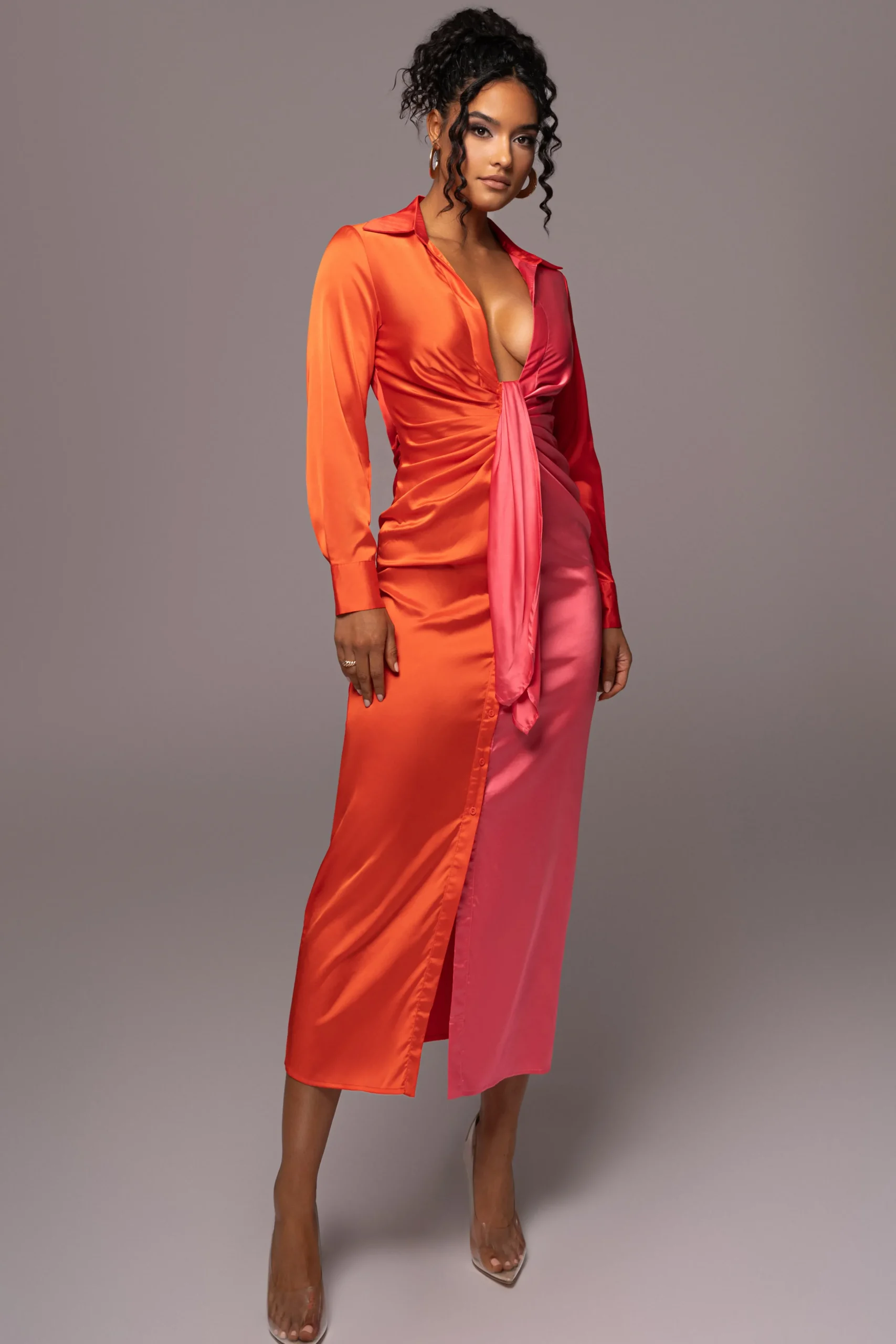 pink_color_block_satin_mi_5.webp JLUXLABEL Pink Color Block Satin Midi Dress