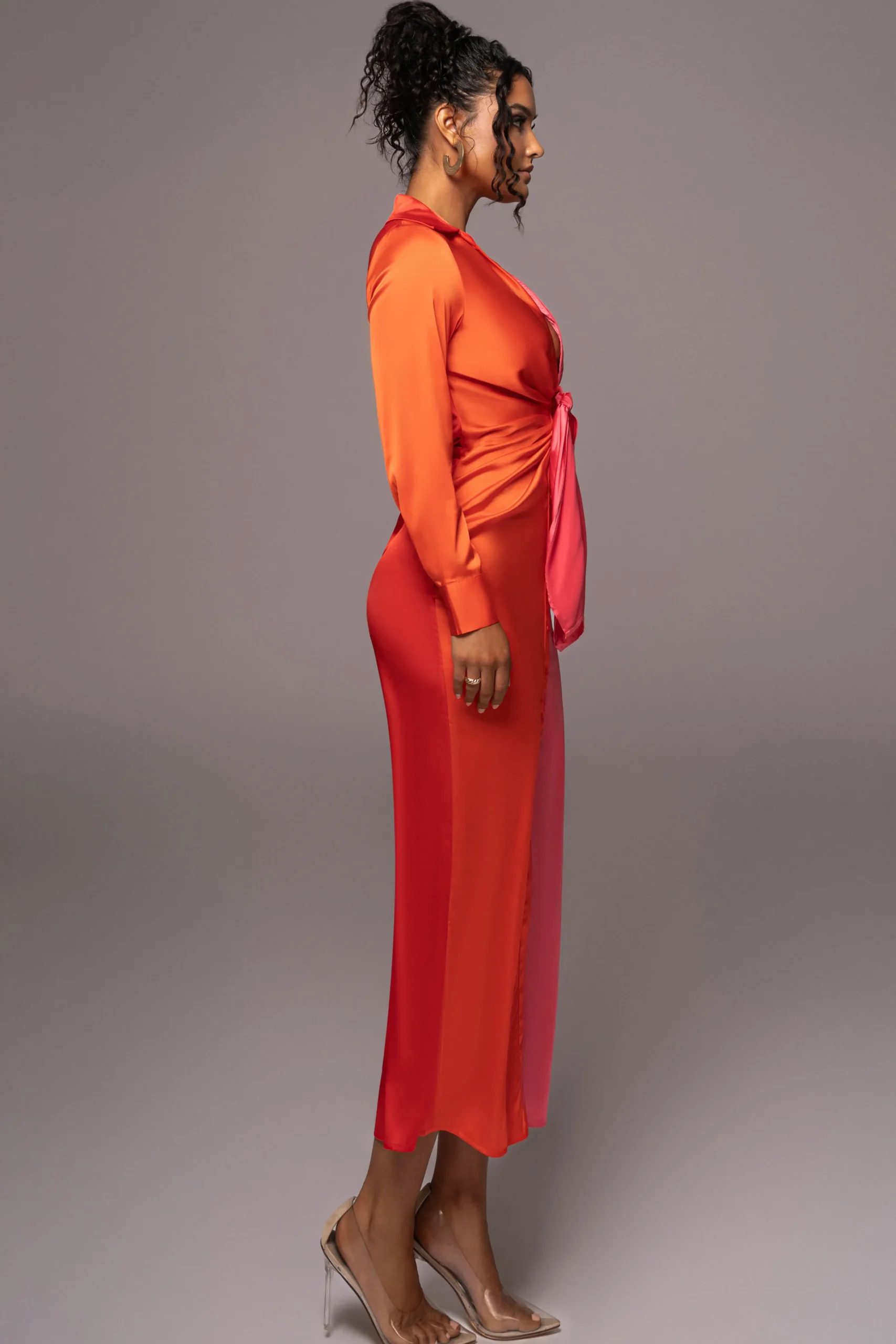 pink_color_block_satin_mi_9.webp JLUXLABEL Pink Color Block Satin Midi Dress