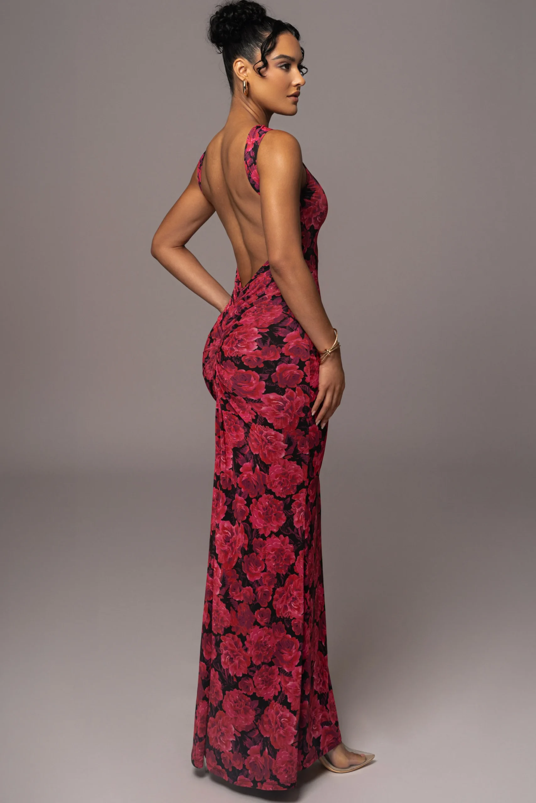 pink_floral_front_and_cen_0.webp JLUXLABEL Pink Floral Front And Center Maxi Dress