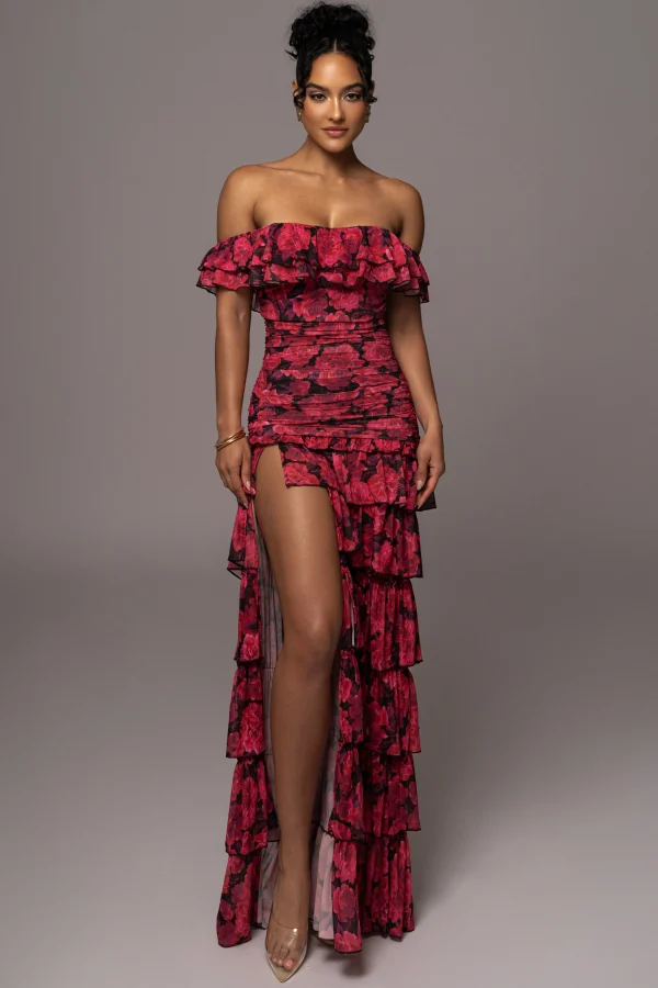JLUXLABEL Pink Power Mesh Passion Tier Dress