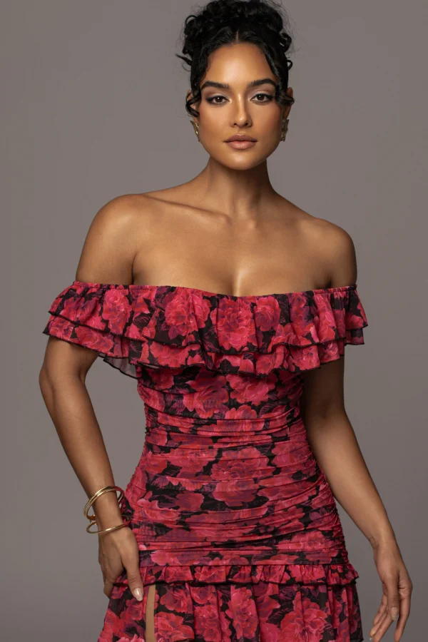 JLUXLABEL Pink Power Mesh Passion Tier Dress