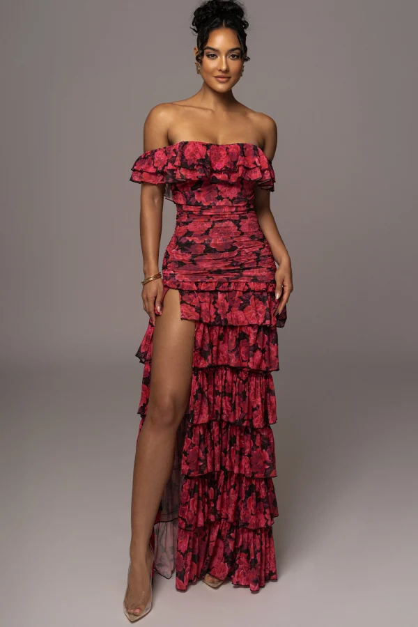JLUXLABEL Pink Power Mesh Passion Tier Dress